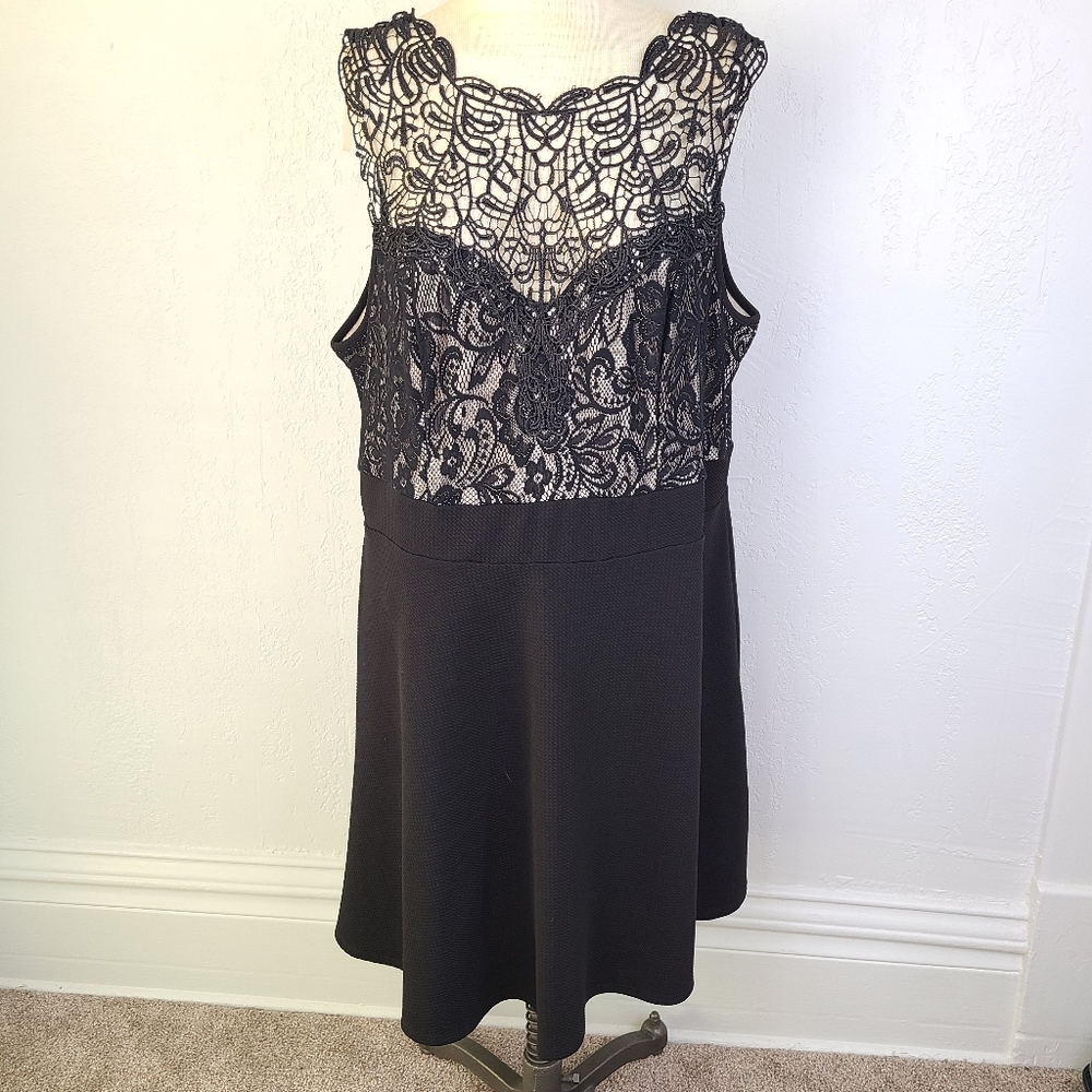 Love Squared Black Lace Top Fit and Flars Dress